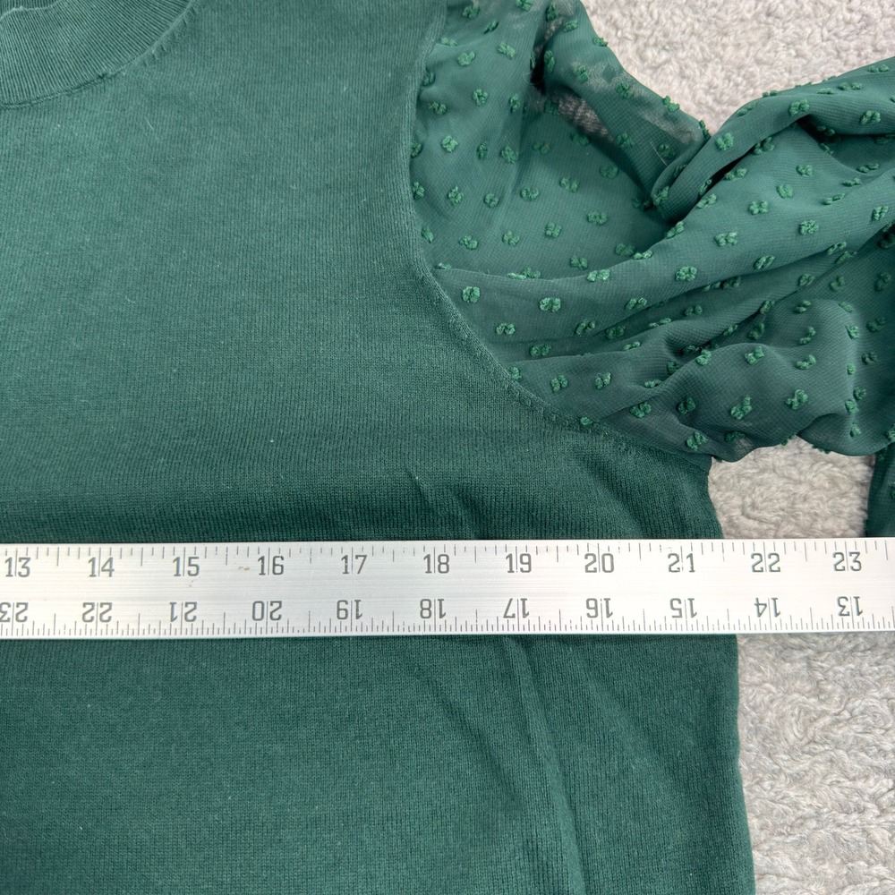 CeCe Women's Dark Green Textured Sleeve Mock Neck Sweater XL - Picture 4 of 6